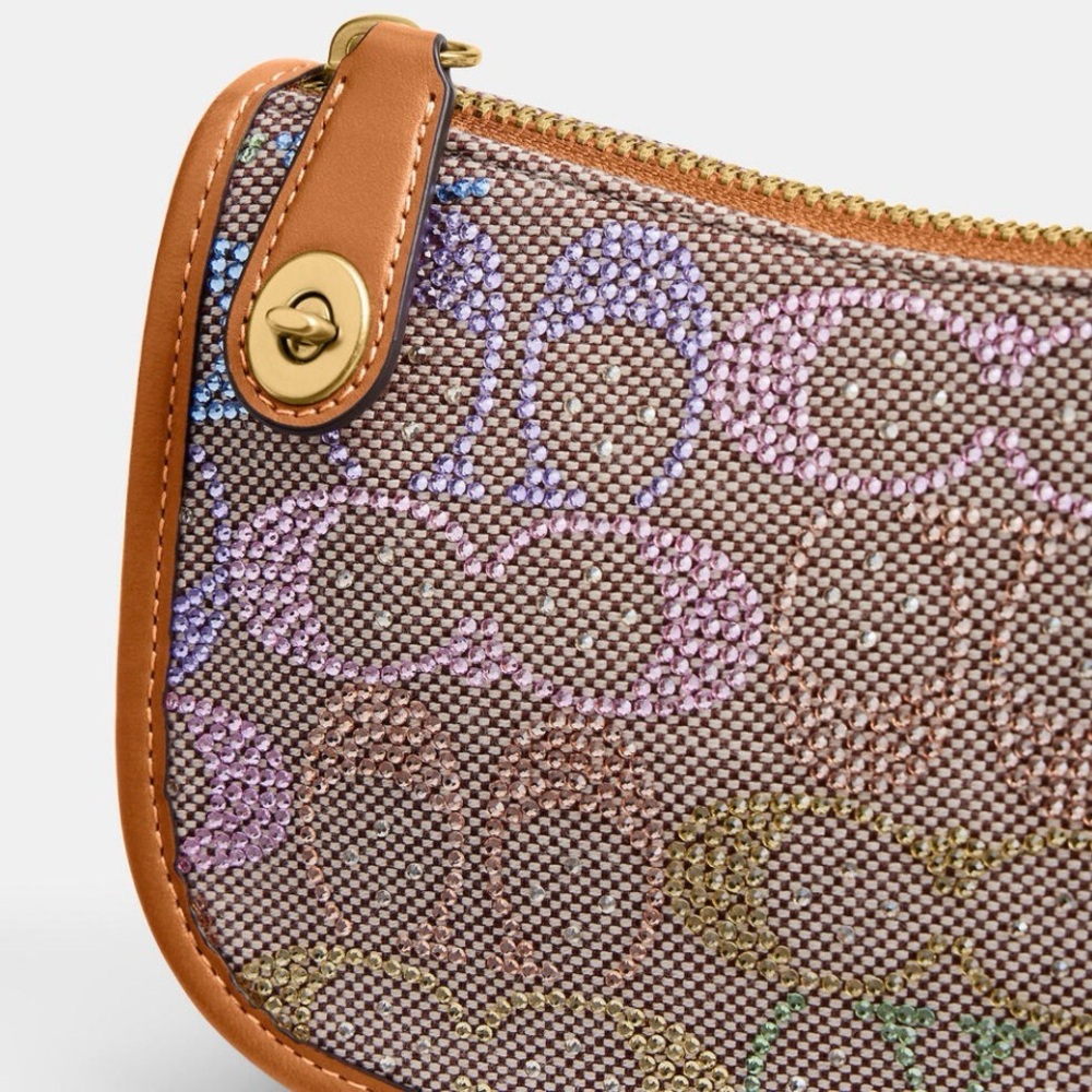 Coach Swinger Small Crystal Signature Jacquard Bag 20 with Chain NWT! - Picture 3 of 16
